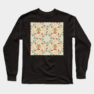 Reindeer Christmas Light Pattern Long Sleeve T-Shirt